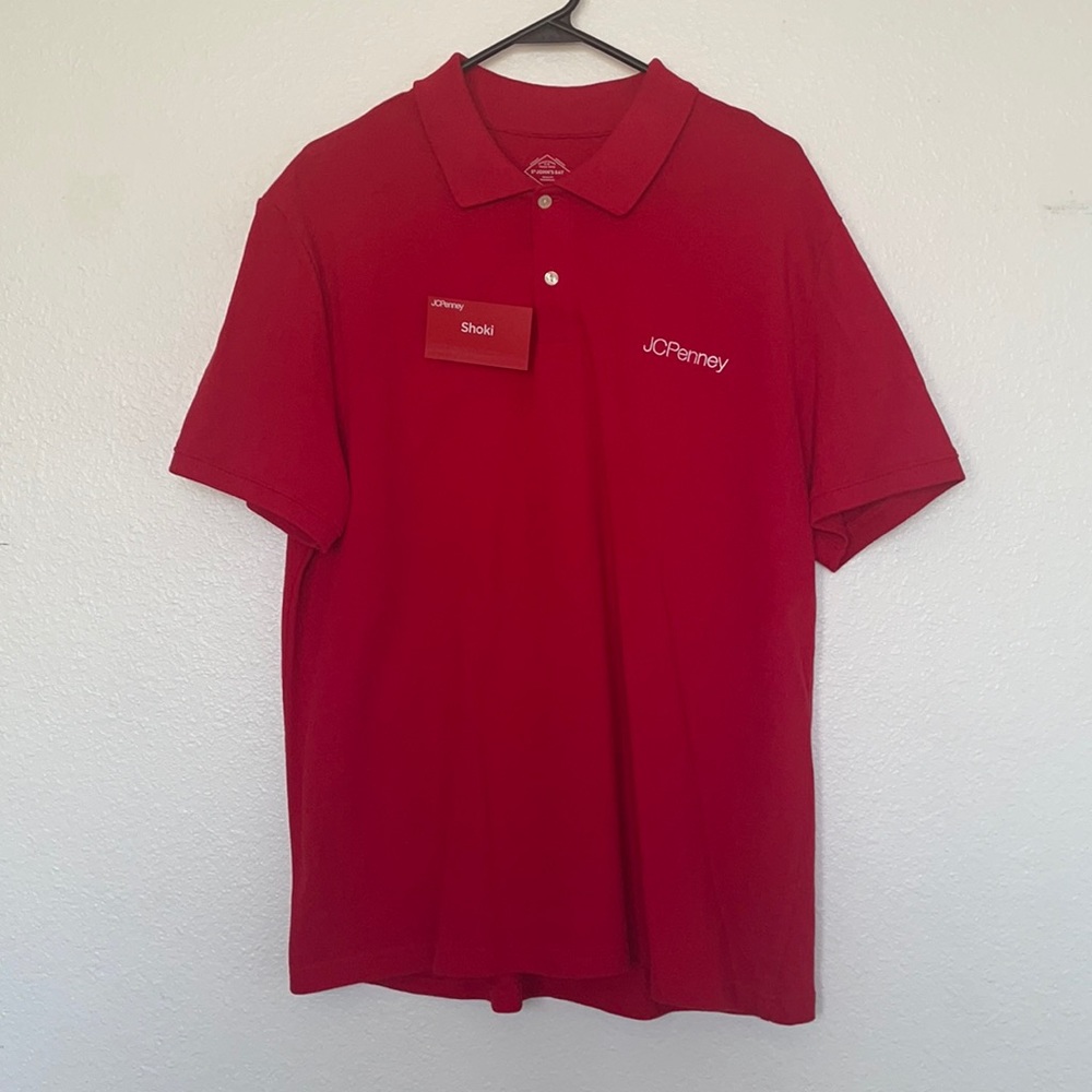 RED COLLARED SHIRT JCPENNY size large